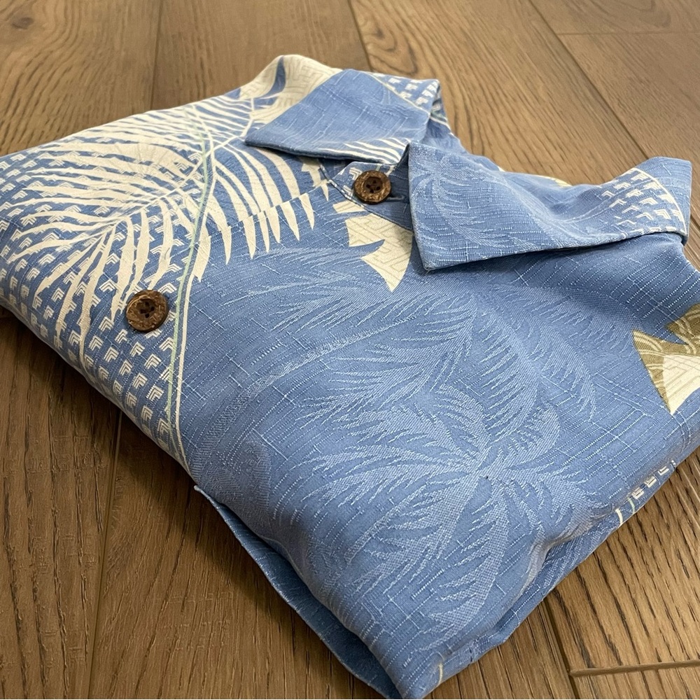 Tommy Bahama‎ Blue Floral Palm Trees All Over Silk Shirt
